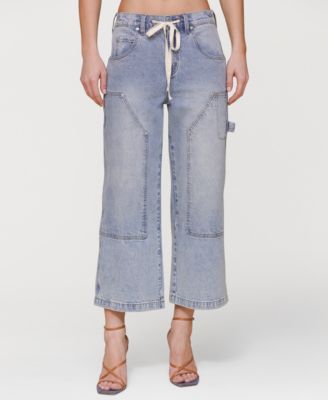 Avec Les Filles - Women's Drawstring Cropped Utility Jeans