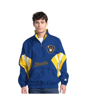 Starter - Men's&nbsp;Royal Milwaukee Brewers Cooperstown Chief Half-Zip Pullover Hoodie