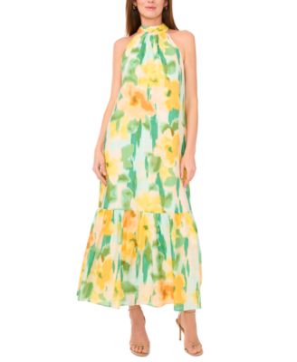 MSK - Women's Printed Sleeveless Halter Neck Maxi Dress