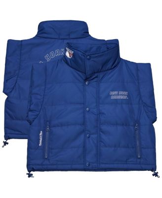Mitchell & Ness - Women's Blue New York Rangers Cropped Full-Zip Puffer Vest