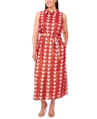 MSK - Plus Size Collared Sleeveless Maxi Dress