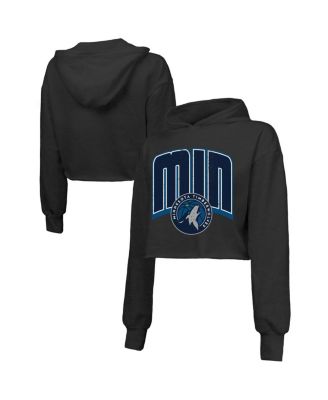 Majestic - Women's Black Minnesota Timberwolves Tri-Blend Cropped Pullover Hoodie