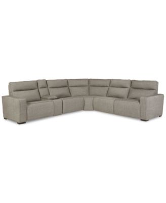 Furniture - Miren 6-Pc. Fabric Sectional with 3 Power Headrest Recliners with Console