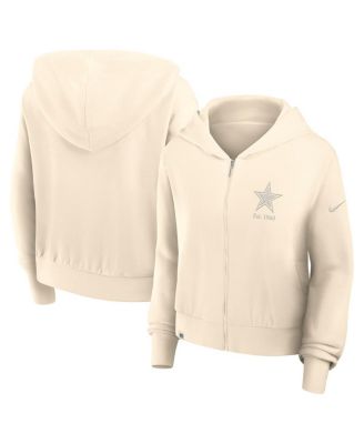 Nike - Women's Cream Dallas Cowboys Glory Cropped Full-Zip Hoodie