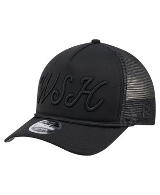 New Era - Men's Black Washington Nationals City Initial 9FORTY A-Frame M-Crown Adjustable Trucker Hat