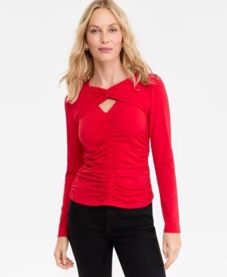 I.N.C. International Concepts - Women's Twist Keyhole Ruched Top