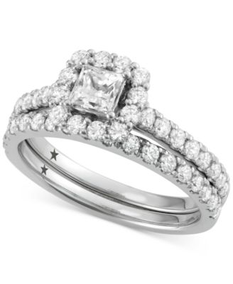Macy's - Diamond Princess Cut Halo Bridal Set (1-1/2 ct. t.w.) in 14k White Gold