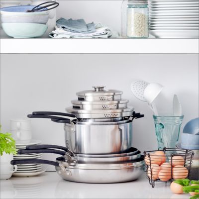 GreenPan - Levels 11-Pc. Stainless Steel Stackable Ceramic Nonstick Cookware Set