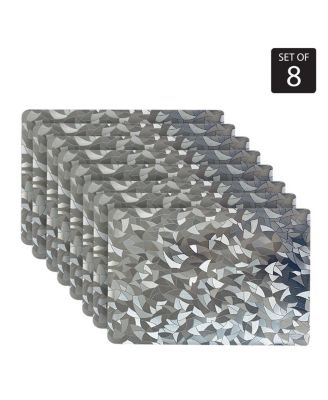 Dainty Home - Reversible Shimmering Metallic Leaf Dining Table Indoor Outdoor Placemats Set of 8, 13 inch x 19 inch Rectangle, Textured Solid Bronze