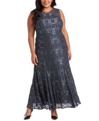 R & M Richards - Plus Size Sequin Lace Gown