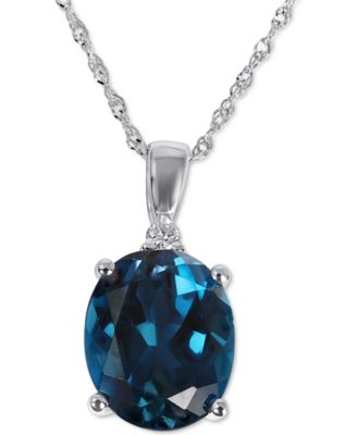 Macy's - London Blue Topaz (3-3/4 ct. t.w.) & Diamond Accent 18" Pendant Necklace in 14k White Gold