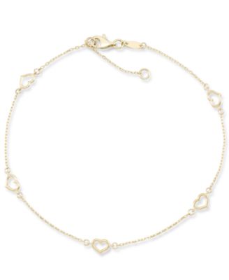 Macy's - Polished Open Heart Anklet Bracelet in 10k Gold