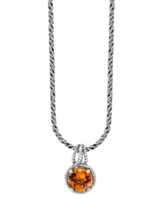 EFFY Collection - Citrine Solitaire 18" Pendant Necklace (3-1/2 ct. t.w.) in Sterling Silver