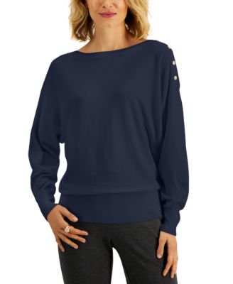 JM Collection - Dolman Button-Trim Sweater