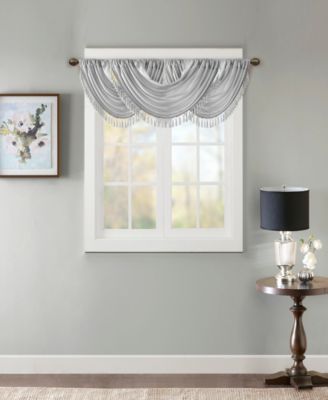 Madison Park - Elena 38" x 46" Faux-Silk Rod Pocket Waterfall Valance