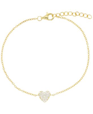 Macy's - Cubic Zirconia Pav&eacute; Heart Cable Link Bracelet