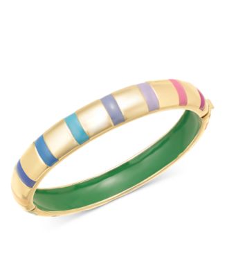 On 34th - Gold-Tone Enamel Hinge Bangle Bracelet