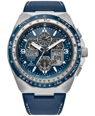 Citizen - Men's Chronograph Promaster Skyhawk Blue Leather Strap Watch 46mm
