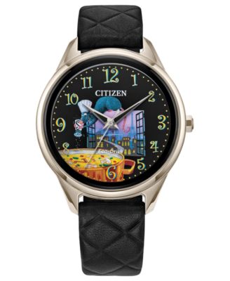 Citizen - Women's Pixar Ratatouille Black Quilted Leather Strap Watch 37mm