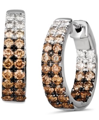 Le Vian - Chocolate Diamond Ombr&eacute; In & Out Small Hoop Earrings (2-1/4 ct. t.w.) in 14k White Gold, 0.75"
