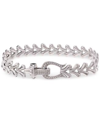 Macy's - Diamond Horseshoe Heart Link Bracelet (1/4 ct. t.w.) in Sterling Silver