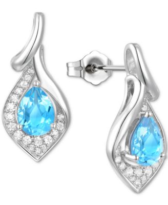 Macy's - Amethyst (1-1/4 ct. t.w.) & Lab-Grown White Sapphire (1/4 ct. t.w.) Drop Earrings in 14k Gold-Plated Sterling Silver (Also in Blue Topaz & Lab-Grown Opal)