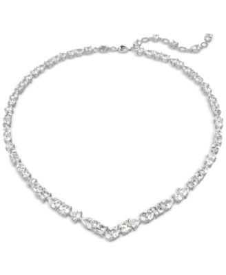 Swarovski - Silver-Tone Crystal V-Shape Collar Necklace, 15" + 2-3/4" extender