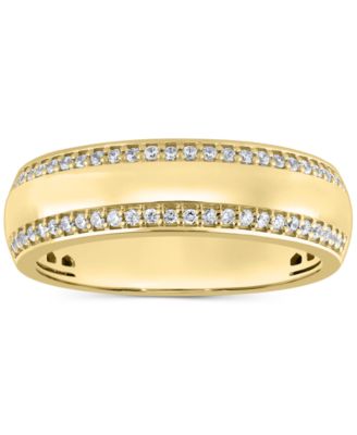 Macy's - Men's Diamond Two Row Band (1/3 ct. t.w.) in 10k Gold