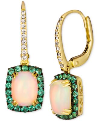 Le Vian - Neopolitan Opal (1-1/2 ct. t.w.), Costa Smeralda Emeralds (3/8 ct. t.w.) & Nude Diamonds (1/8 ct. t.w.) Leverback Drop Earrings in 14k Gold