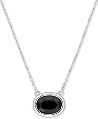 Macy's - Black Diamond Oval Bezel 17" Pendant Necklace (2 ct. t.w.) in 14k White Gold
