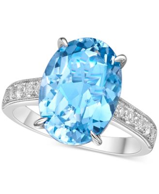 Macy's - Truffle Sapphire (7 ct. t.w. ) & White Topaz (1 ct. t.w. ) Oval Ring in Sterling Silver (Also in Amethyst & Blue Topaz)
