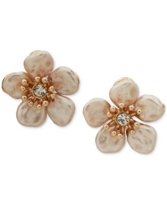 lonna & lilly - Gold-Tone Pink Flower Stud Post Earrings
