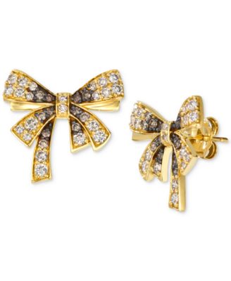 Le Vian - Chocolate Ombr&eacute; Diamond & Vanilla Diamond Bow Stud Earrings (1-1/3 ct. t.w.) in 14k Gold