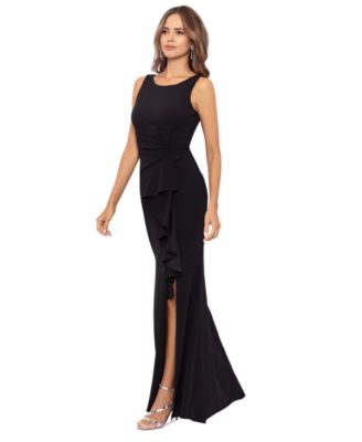 B&A By Betsy and Adam - Women's Cascading-Ruffle Boat-Neck Gown