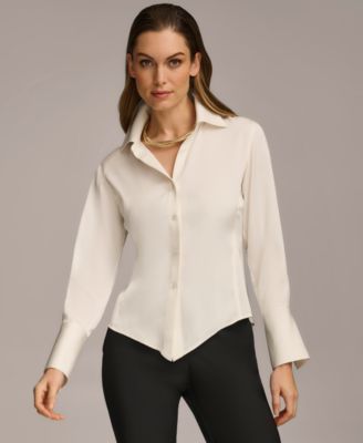 Donna Karan New York - Women's Button Front Point Hem Top