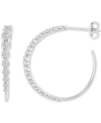 Macy's - Cubic Zirconia Graduated & Tapered Small Hoop Earrings, 1"