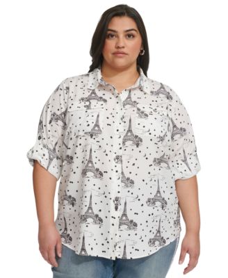 KARL LAGERFELD PARIS - Plus Size Whimsical Woven Shirt