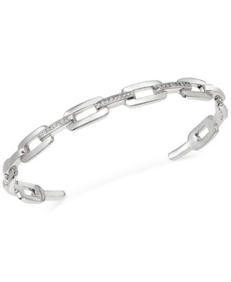 Macy's - Diamond Link Cuff Bangle Bracelet (1/6 ct. t.w.) in Sterling Silver