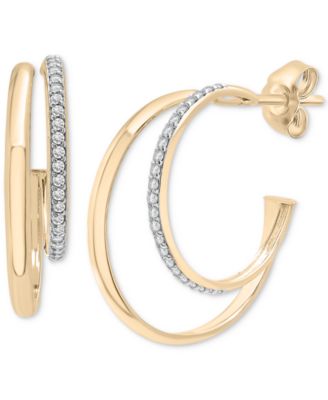 Audrey by Aurate - Diamond Double Small Hoop Earrings in Gold Vermeil
