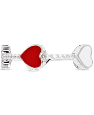 Macy's - Cubic Zirconia & Enamel & Polished Heart Ring in Sterling Silver (Also in Black Spinel)