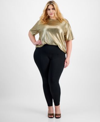 Bar III - Trendy Plus Size High-Rise Seam-Front Leggings
