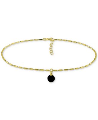 Giani Bernini - Onyx Dangle Cylinder Link Ankle Bracelet in 18k Gold-Plated Sterling Silver