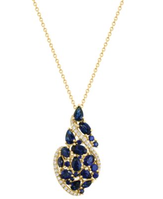 EFFY Collection - Ruby (3-1/4 ct. t.w.) & Diamond (1/6 ct. t.w.) Swirl 18" Pendant Necklace in 14k Gold
