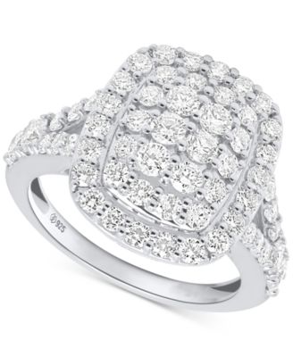 Forever Grown Diamonds - Lab Grown Diamond Halo Cluster Ring (2 ct. t.w.) in Sterling Silver