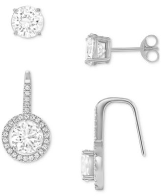 Giani Bernini - 2-Pc. Set Cubic Zirconia Halo Drop & Solitaire Stud Earrings