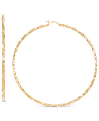 Macy's - Twist Texture Extra-Large Hoop Earrings in 14k Gold-Plated Sterling Silver, 80mm