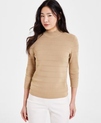 Anne Klein - Women's Mock Neck 3/4-Sleeve Sweater