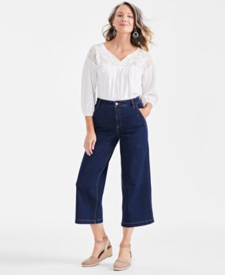 Style & Co - Women's High-Rise Wide-Leg Crop Jeans