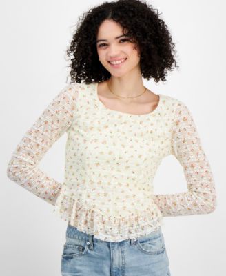 Self Esteem - Juniors' Lace Peplum Top