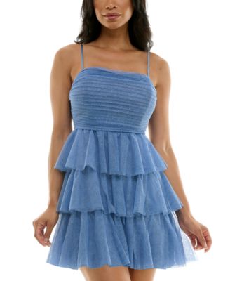 Emerald Sundae - Juniors' Glittered Ruffled Dress